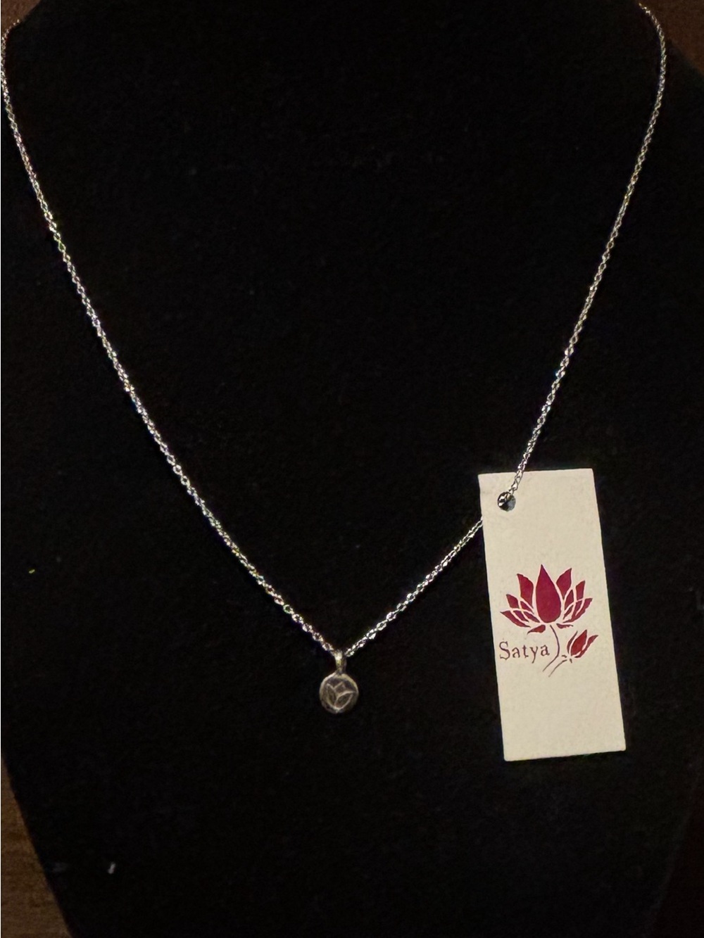 925 Sterling Silver necklace with lotus charm 18 in.